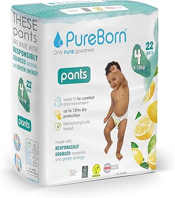 Couches/couches pour nourrissons pureborn baby dry | taille -4 | 1 paquet |