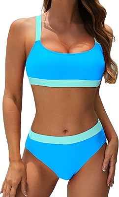 Ensemble bikini de sport taille haute deux pièces pour femme en plusieurs couleurs