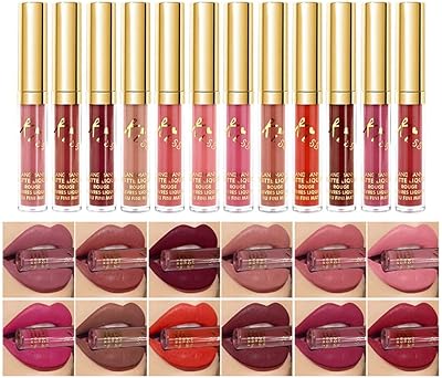 12 pièces/ensemble velours mat liquide rouge à lèvres maquillage classique imperméable longue durée