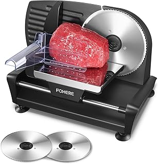 Trancheuse à viande électrique foher 200 w à usage domestique, avec 2 lames