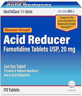 Healthcare isle famotidine 20 mg, 170 comprimés, acides de force maximale, prévient
