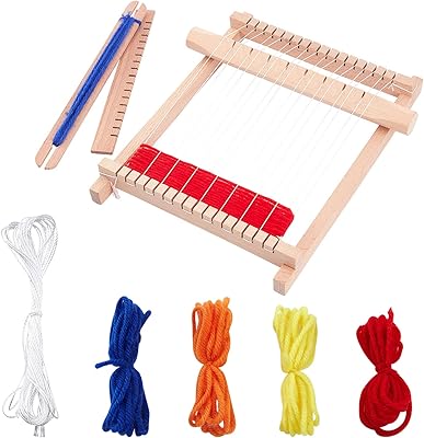 1 jeu de métiers à tricoter en bois panda hole elite avec fils