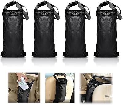 Paquet de 4 poubelles de voiture suspendues, sac poubelle de voiture avec trou