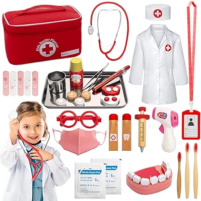 Kodatek kit de médecin pour enfants, 33 pièces, ensemble de jouets médicaux, costume