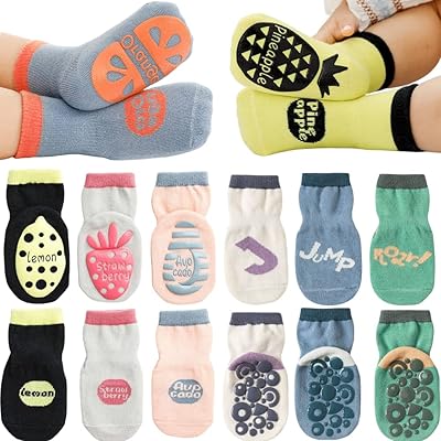 Goodrun 8 paires de chaussettes antidérapantes à poignée de cheville dessin animé antidérapantes