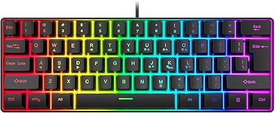 Clavier de jeu filaire snpurdiri 60%, mini clavier ultra-compact rétroéclairé rvb, petit clavier