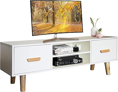 Mahmayi h301 support de table tv moderne multifonctionnel, unité de rangement avec 2