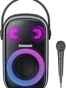 Haut-parleur bluetooth tronsmart halo 110 avec lumière, haut-parleurs portables 60 w avec caisson de basses, microphone, fête en plein air, égaliseur via application, couplage stéréo sans fil, autonomie de 18 heures, disque auxiliaire/usb/carte sd. Diaytar : L'e-commerce accessible à tous les Sénégalais
