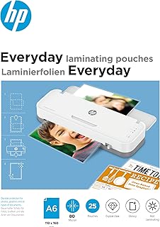 Sacs de plastification à chaud transparents brillants hp everyday a6 80 microns