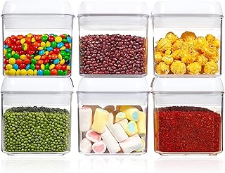 Goronb 6 pièces pots en plastique hermétiques avec couvercles blancs modernes, ensemble