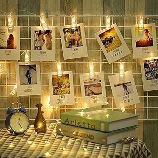 40 pièces led guirlande lumineuse à pince photo 8 modes d'éclairage alimentée
