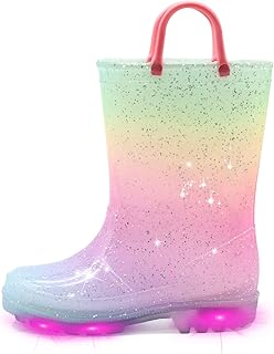 Bottes de pluie lumineuses pour tout-petits imperméables à motifs et bottes brillantes