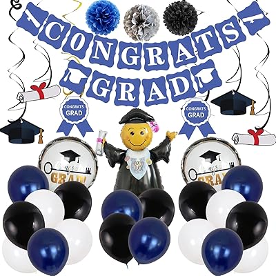 Ensemble de décorations de remise de diplôme de 37 pièces - bannière de félicitations, ballons de remise de diplôme, tourbillons et accessoires de fête de remise de diplôme de bringings. Diaytar : L'excellence du service, la douceur des prix