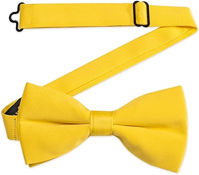 Cravate en satin pré-nouée cravate ajustable unie pour hommes et garçons