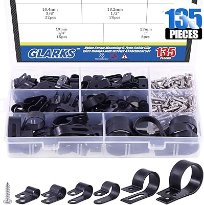 Glarex 132 pièces 6 tailles en nylon en forme de r pour organisateur