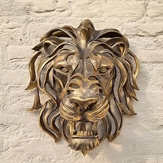 Sculpture murale de lion sculpture d'art tête de lion dorée 3d cadeau
