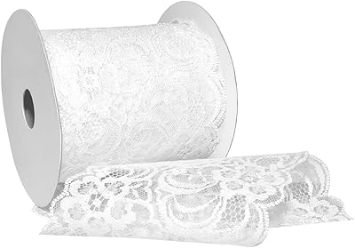 Ruban chantilly murex, nylon, 3,5" x 10 m, blanc, article 7636.90/10-601, 8,89" x
