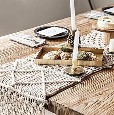 Chemin de table en macramé tissé à la main de style bohème