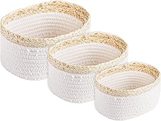 Fcg home lot de 3 paniers de rangement en corde tissée petits