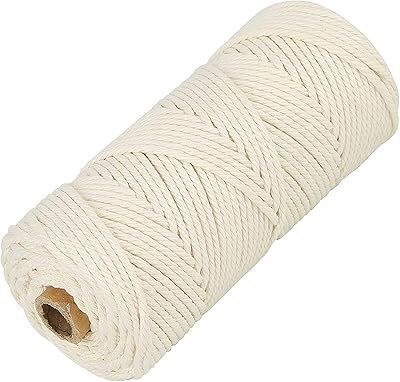 Primify corde en macramé en coton blanc de 2 mm x 100 m