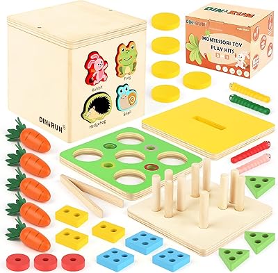 Jouets dinorun montessori en bois, jouets de tri pour 1 2 3 ans