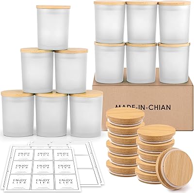 Jotdeal lot de 12 pots de bougies blancs givrés de 6 oz