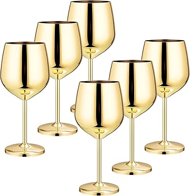 Lot de 6 verres à vin pied en acier inoxydable de 18