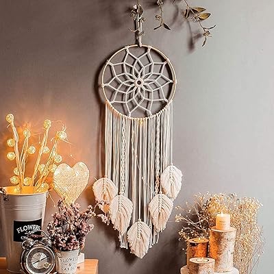Attrape-rêves en macramé castoyve, grande décoration murale bohème, plumes tissées à la main