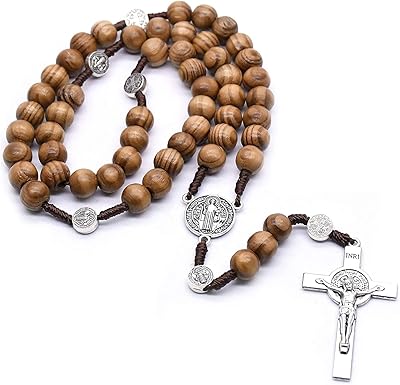 Chapelet catholique, perles de chapelet en forme de croix en bois, cadeau catholique