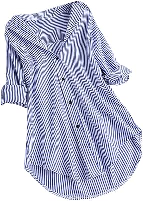 Chemise à manches longues pour femme ❀ chemises à rayures élégantes pour femme
