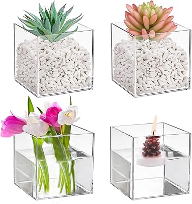Kingrol vase à fleurs en acrylique transparent, vase incassable pour la maison, décoration