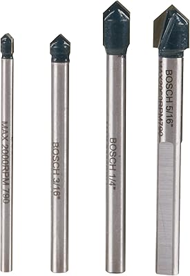 Jeu de 4 forets en carbure bosch gt2000 pour verre céramique et carrelage