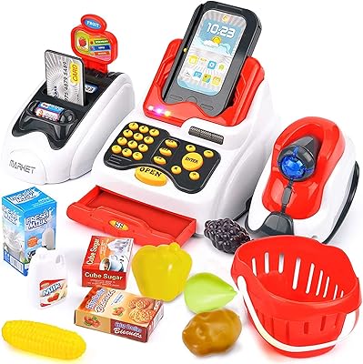 Coffret de caisse de supermarché momo bear, ensemble de jouets éducatifs avec fausse