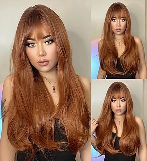 Perruque synthétique complète droite lanova cuivre marron ombré marron ombré pour femme
