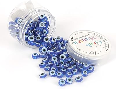 Perles grabmantra en résine contre le mauvais œil, perles rondes à dos plat