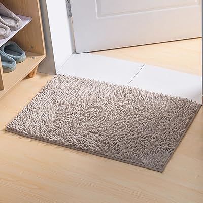 Tapis de bain de luxe en chenille taille l, tapis à poils longs