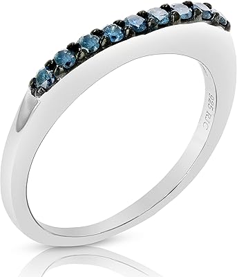 Bague de mariage en diamant bleu 1/4 carat en argent sterling 925 sertie