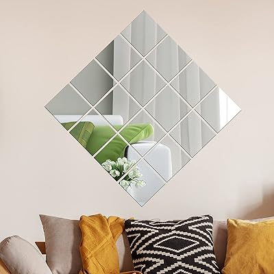 Ensemble d'autocollants pour miroir mural castowave 16 pièces argentés en pvc