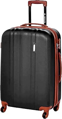 Bagage rigide extensible avec double fermeture éclair et serrure antivol, noir, bagage enregistré
