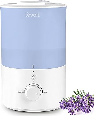 Humidificateur levoit 3l pour chambre et chambre d'enfant, brume silencieuse et fraîche avec diffuseur d'huiles essentielles, jusqu'à 25 heures d'utilisation pour 27 m2 de distance, arrêt automatique, poignée de brume réglable, bleu. Diaytar : Votre shopping, nos meilleurs prix