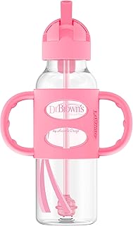 Bouteille avec paille anti-déversement dr. brown's avec poignées en silicone, rose, 236 ml. L'univers du discount accessible 24/7 sur Diaytar Sénégal