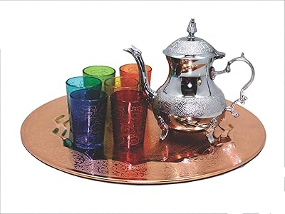 Ensemble de plateaux de service à thé marocain - 1 théière et 6