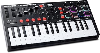 M-audio oxygen pro mini contrôleur midi usb 32 touches avec pads rythmiques, boutons