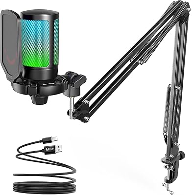 Kit de microphone de jeu usb fifine, ensemble de microphones à condensateur rvb