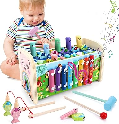 Jouets martelants, 7 en 1 en bois montessori, jouets de développement pour l'apprentissage
