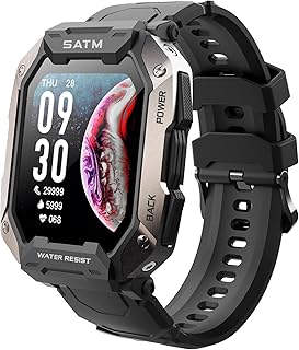 Montre intelligente militaire pour hommes, montre de sport tactique en plein air, étanche 5atm, moniteur d'activité physique, moniteur de fréquence cardiaque et de sommeil, compatible avec android iphone samsung (noir). Diaytar Sénégal : Le choix, la qualité, l'économie réunis