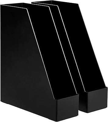 Support de bureau et organisateur de magazines en plastique amazonbasics, 2 pièces, noir