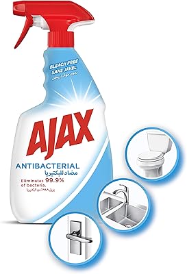 Nettoyant antibactérien multi-surfaces ajax, spray désinfectant désinfectant tue 99,9 % des germes, dissolvant