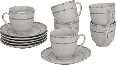 Ensemble tasses et soucoupes royalford, en matériaux de qualité alimentaire, tasse 180 ml
