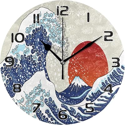 Horloge murale moderne japonaise kanagawa seigya sun, horloge murale ronde, silencieuse, sans tic-tac